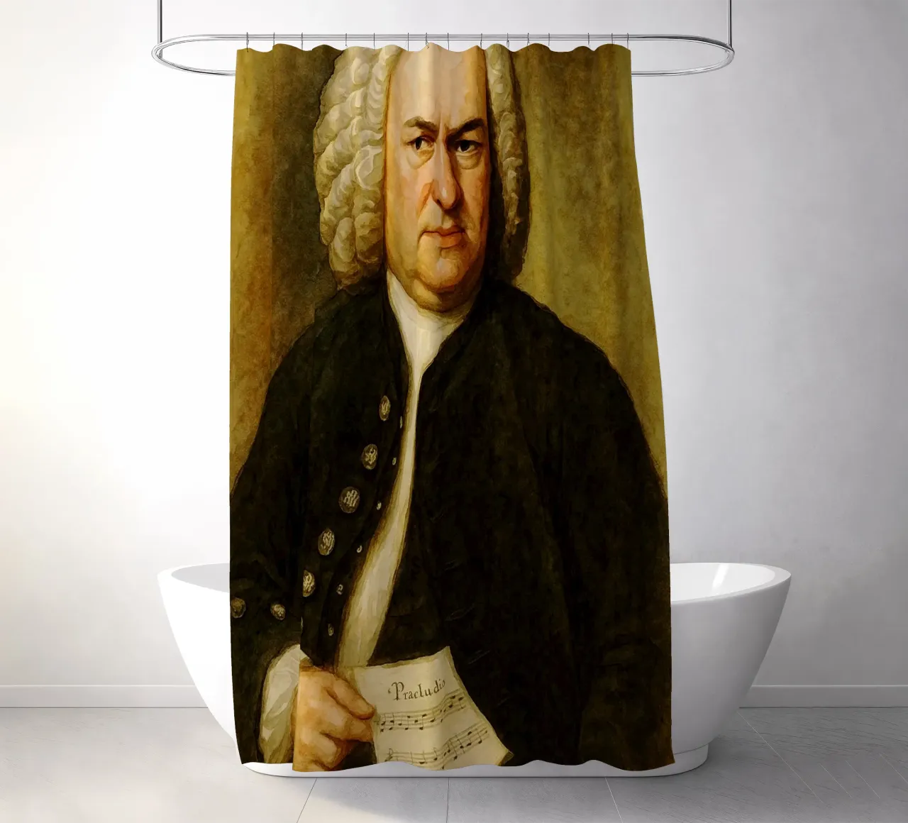 Johann Sebastian Bach Riparlare Immaginazione Ridisegnare tenda da doccia da MOKAIYA