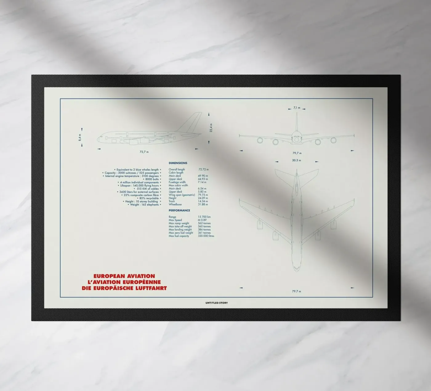 Technical Drawing A380 deurmat van Marc Schulthess