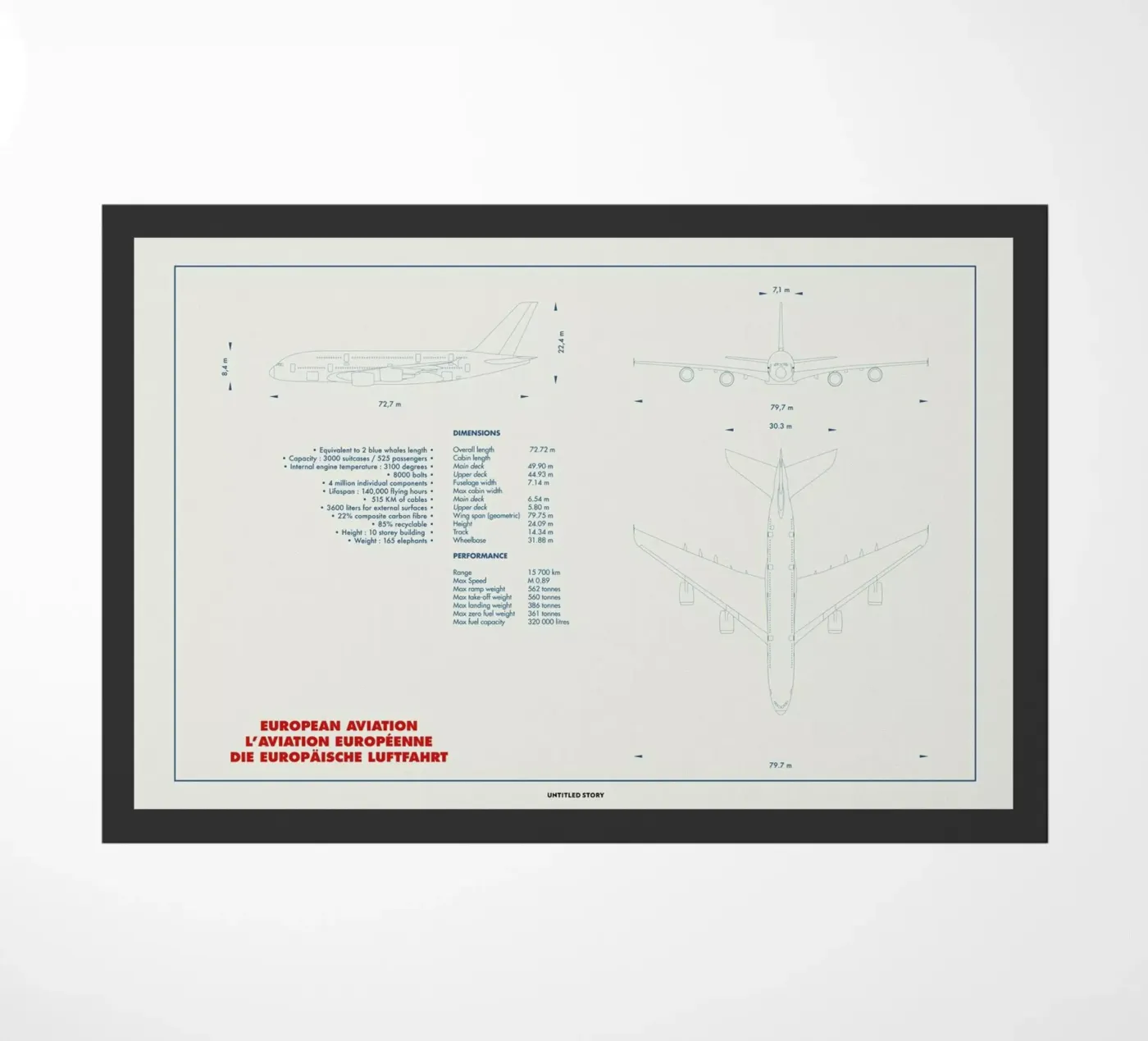 Technical Drawing A380 deurmat van Marc Schulthess