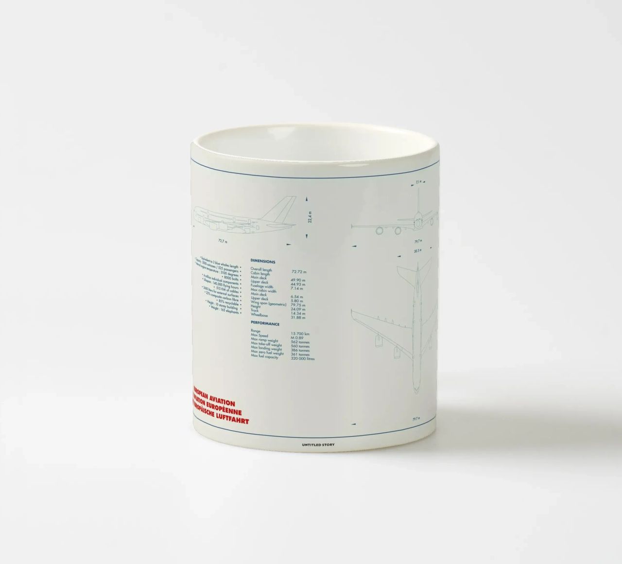 Technical Drawing A380 tazza in ceramica da Marc Schulthess