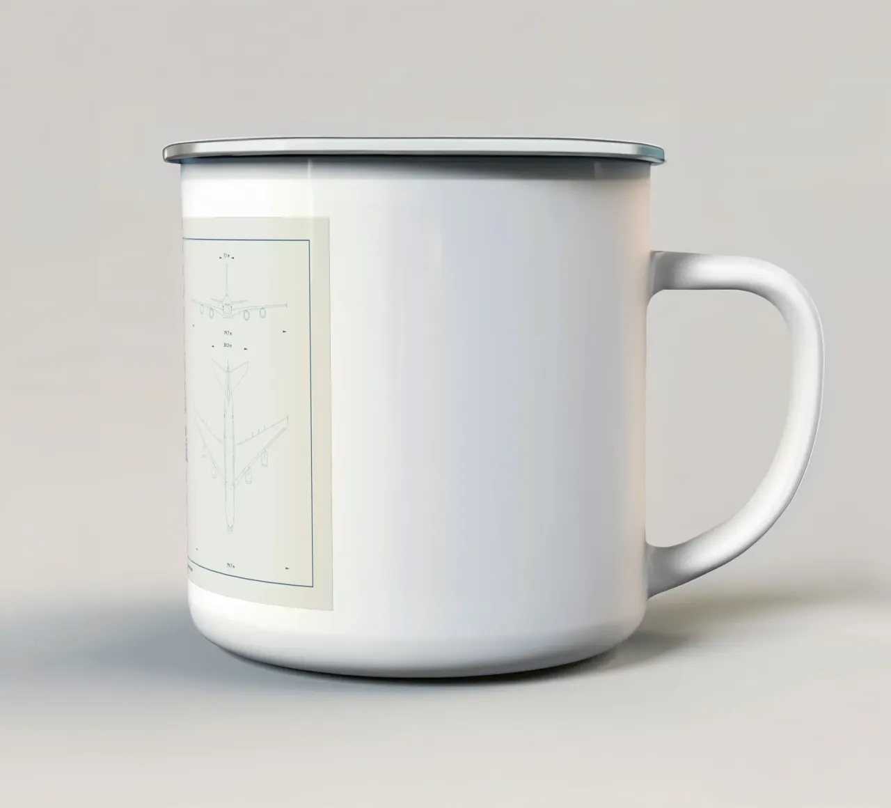 Technical Drawing A380 Emaille Tasse von Marc Schulthess