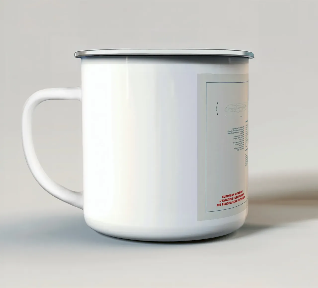 Technical Drawing A380 Emaille Tasse von Marc Schulthess