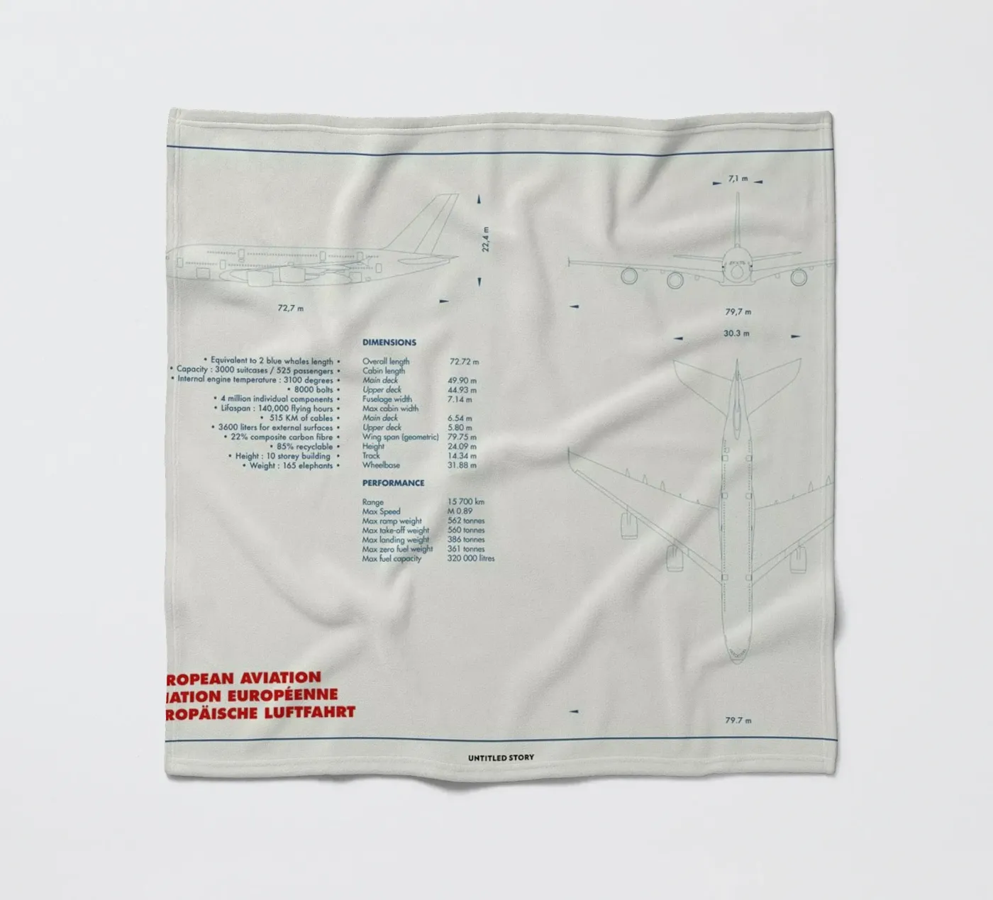 Technical Drawing A380 Fleecedecke von Marc Schulthess