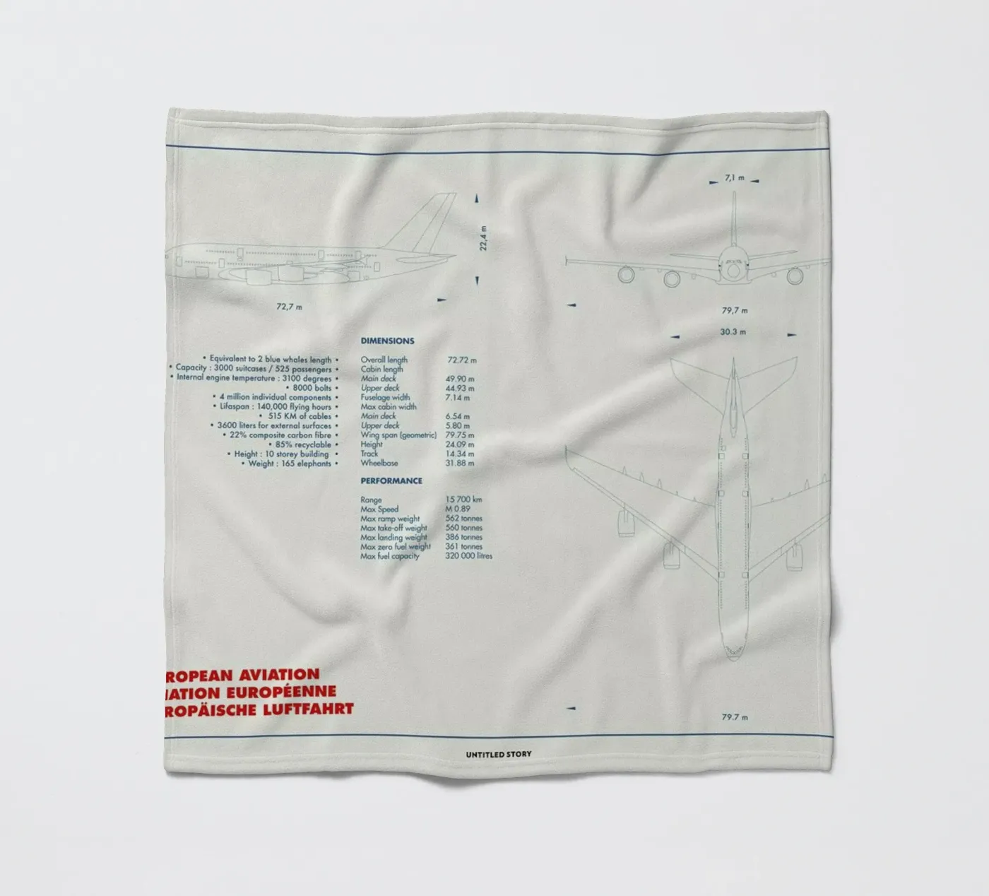 Technical Drawing A380 Fleecedecke von Marc Schulthess
