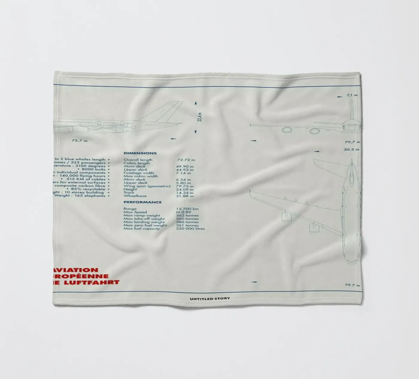 Technical Drawing A380 Fleecedecke von Marc Schulthess