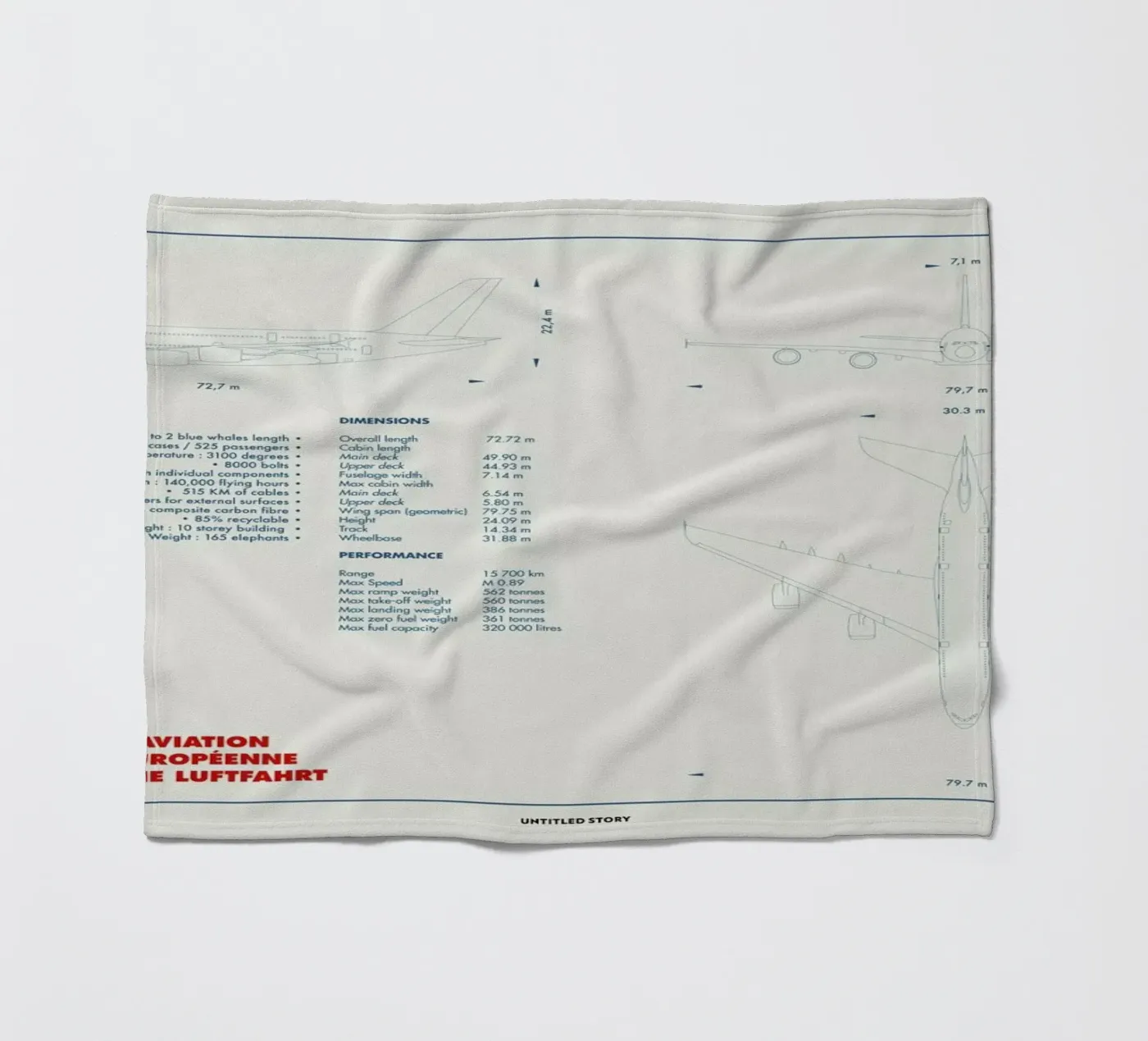 Technical Drawing A380 Fleecedecke von Marc Schulthess