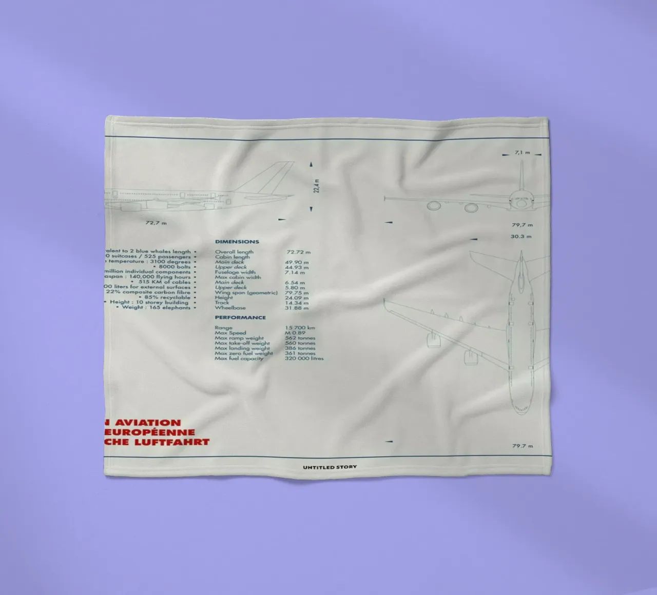 Technical Drawing A380 coperta in pile da Marc Schulthess