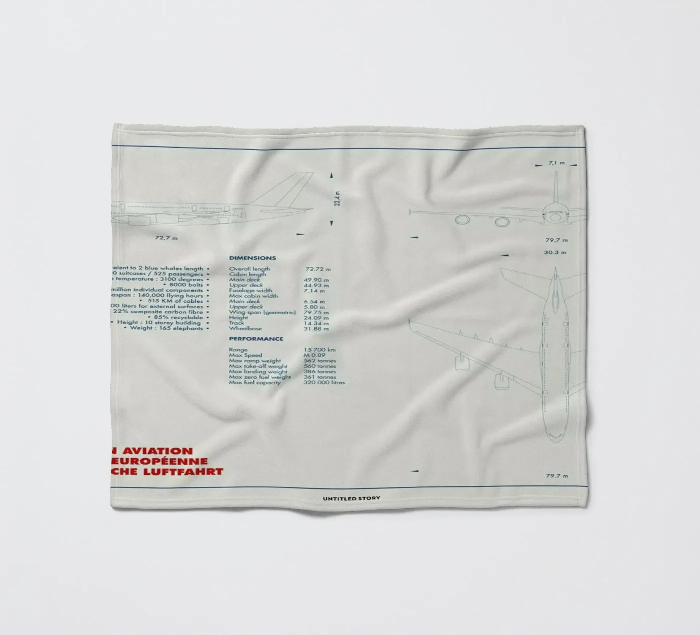 Technical Drawing A380 Fleecedecke von Marc Schulthess