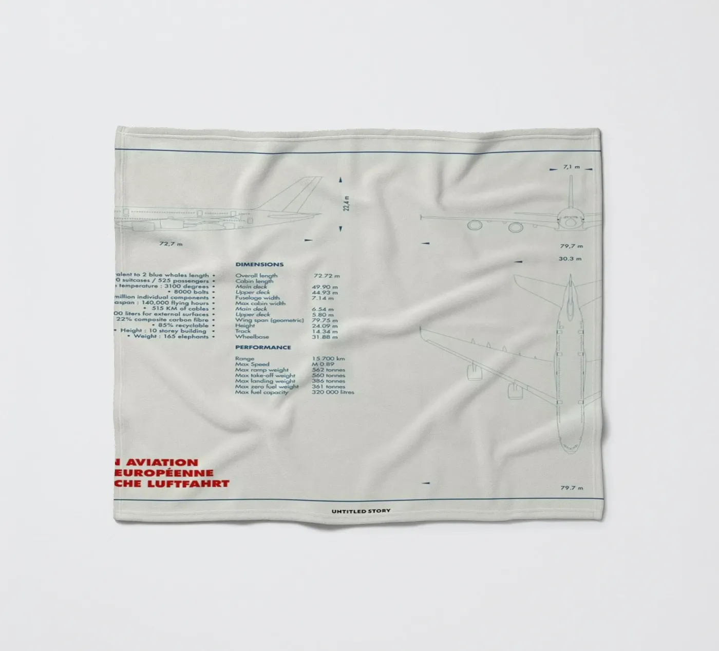 Technical Drawing A380 Fleecedecke von Marc Schulthess