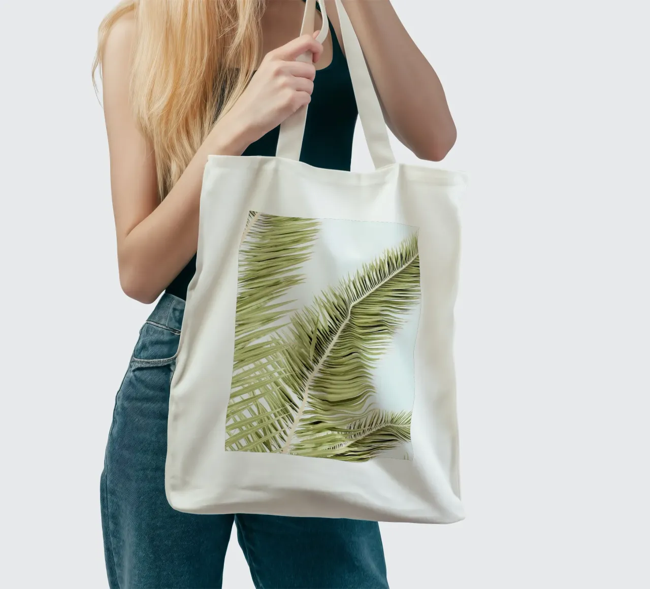Light Palm Trees borsa in juta da Babett Schultze