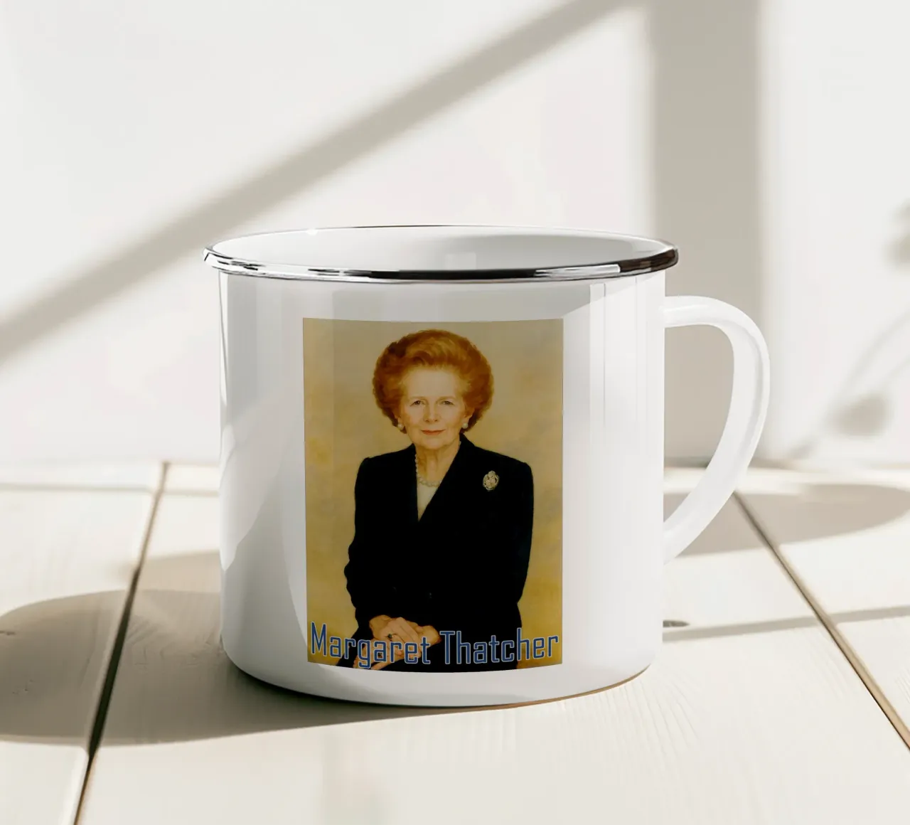 Margaret Thatcher Painting Imagination Redrawing enamel mug by MOKAIYA