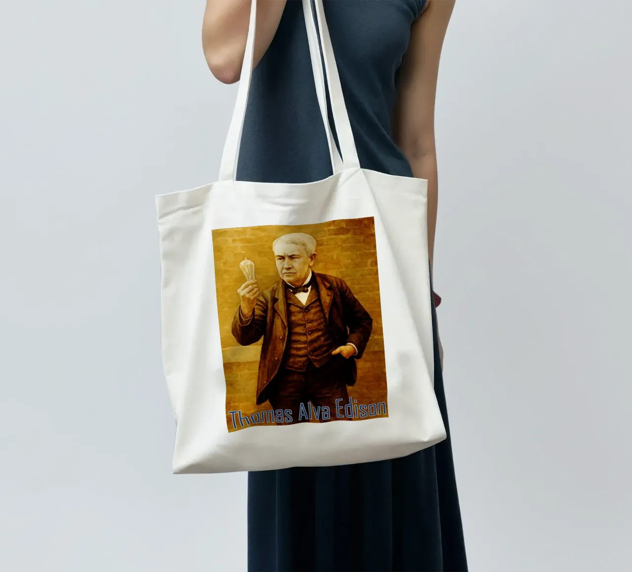Thomas Alva Edison Repainting Imagination Redrawing tote bag by MOKAIYA