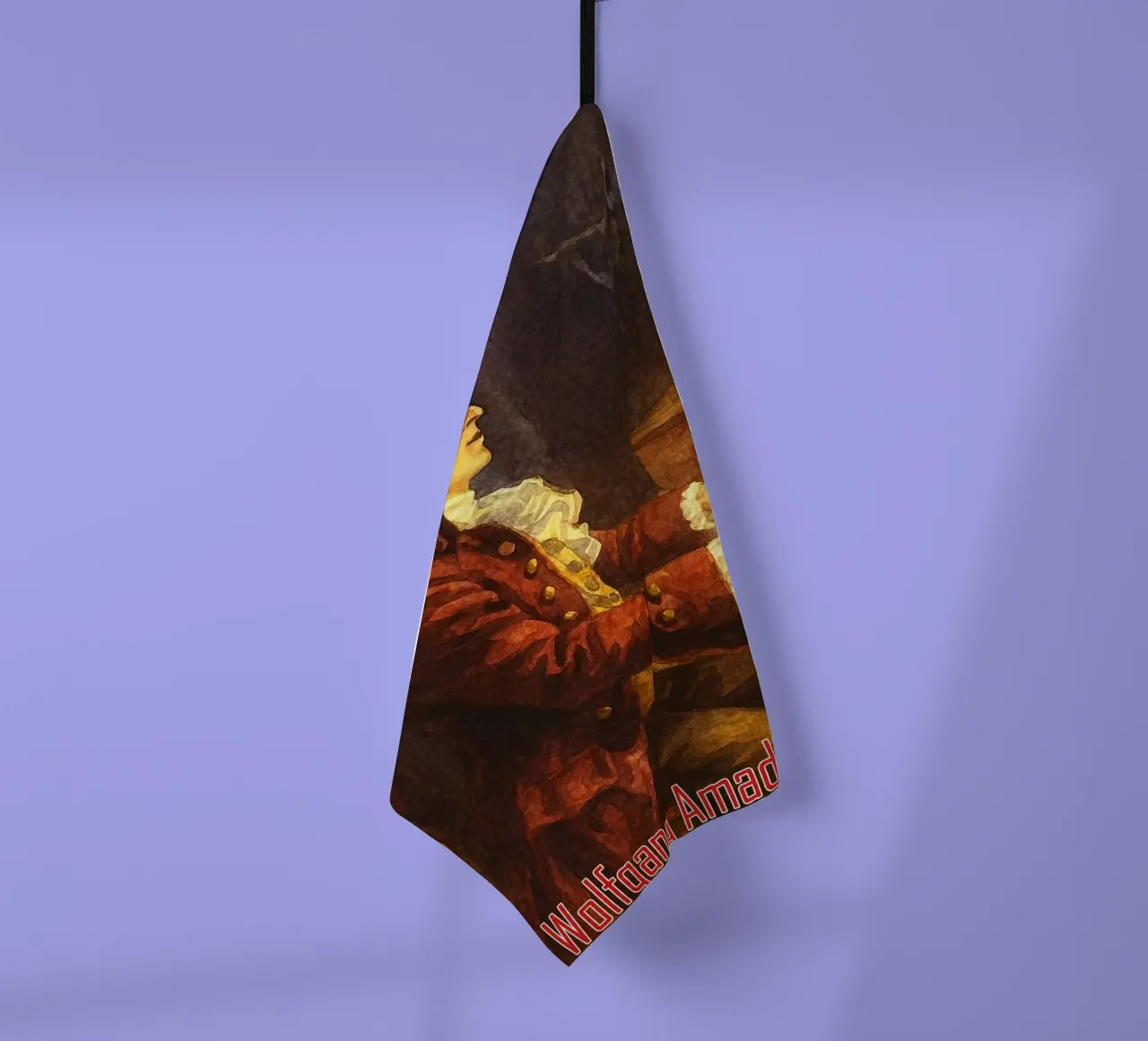 Wolfgang Amadeus Mozart Repainting Imagination Redrawing tea towel by MOKAIYA