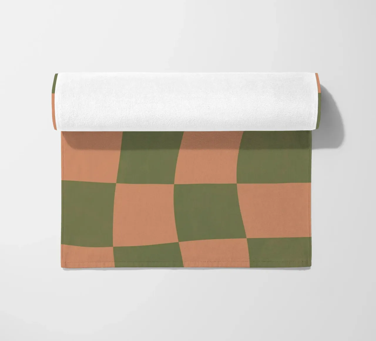 Orange and green chequerboard beach towel by Sixmai