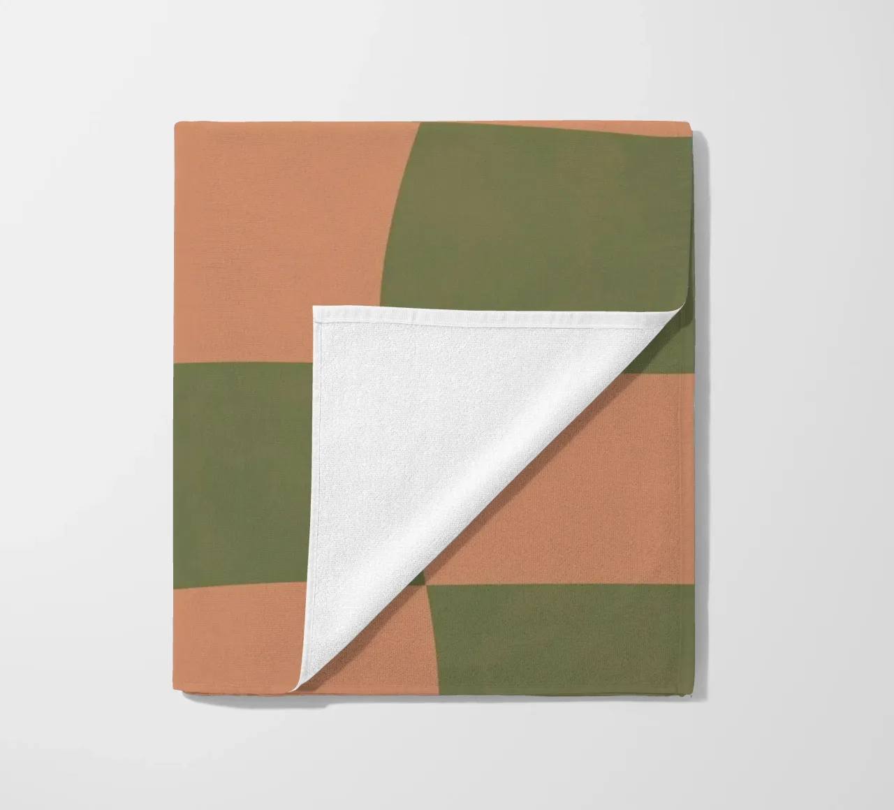 Orange and green chequerboard beach towel by Sixmai