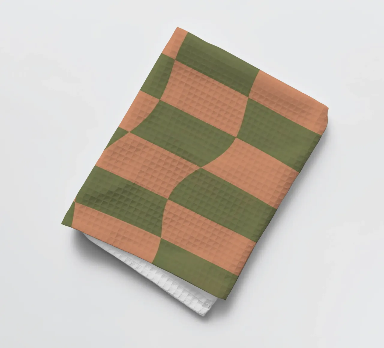 Orange and green chequerboard tea towel by Sixmai