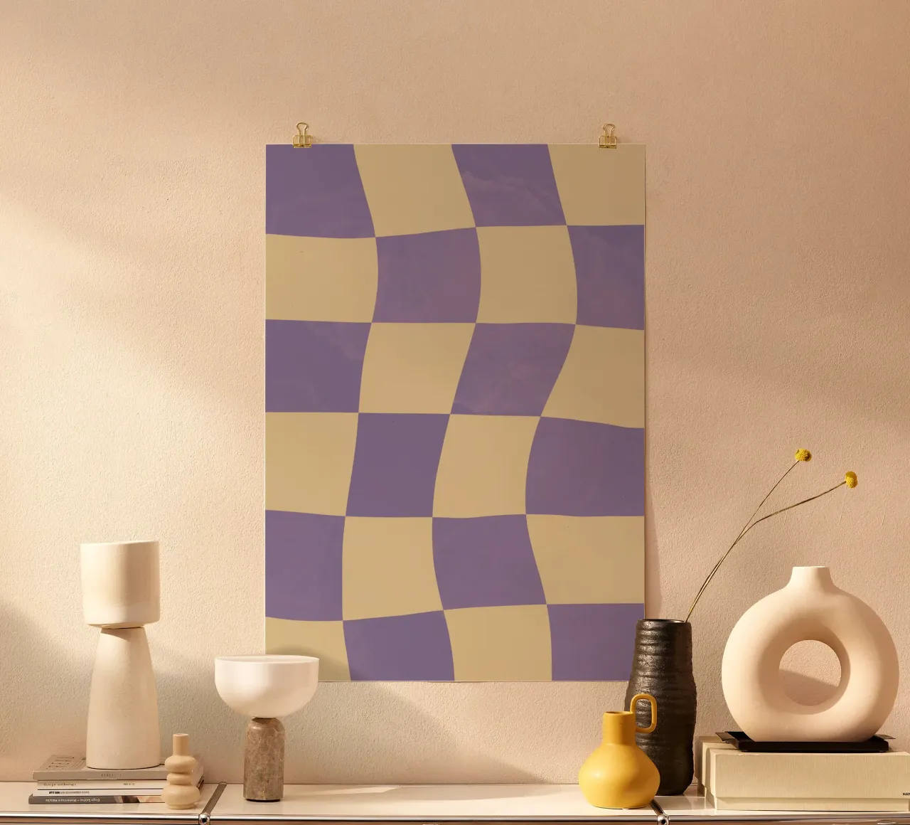 Damier violet et jaune. poster de Sixmai