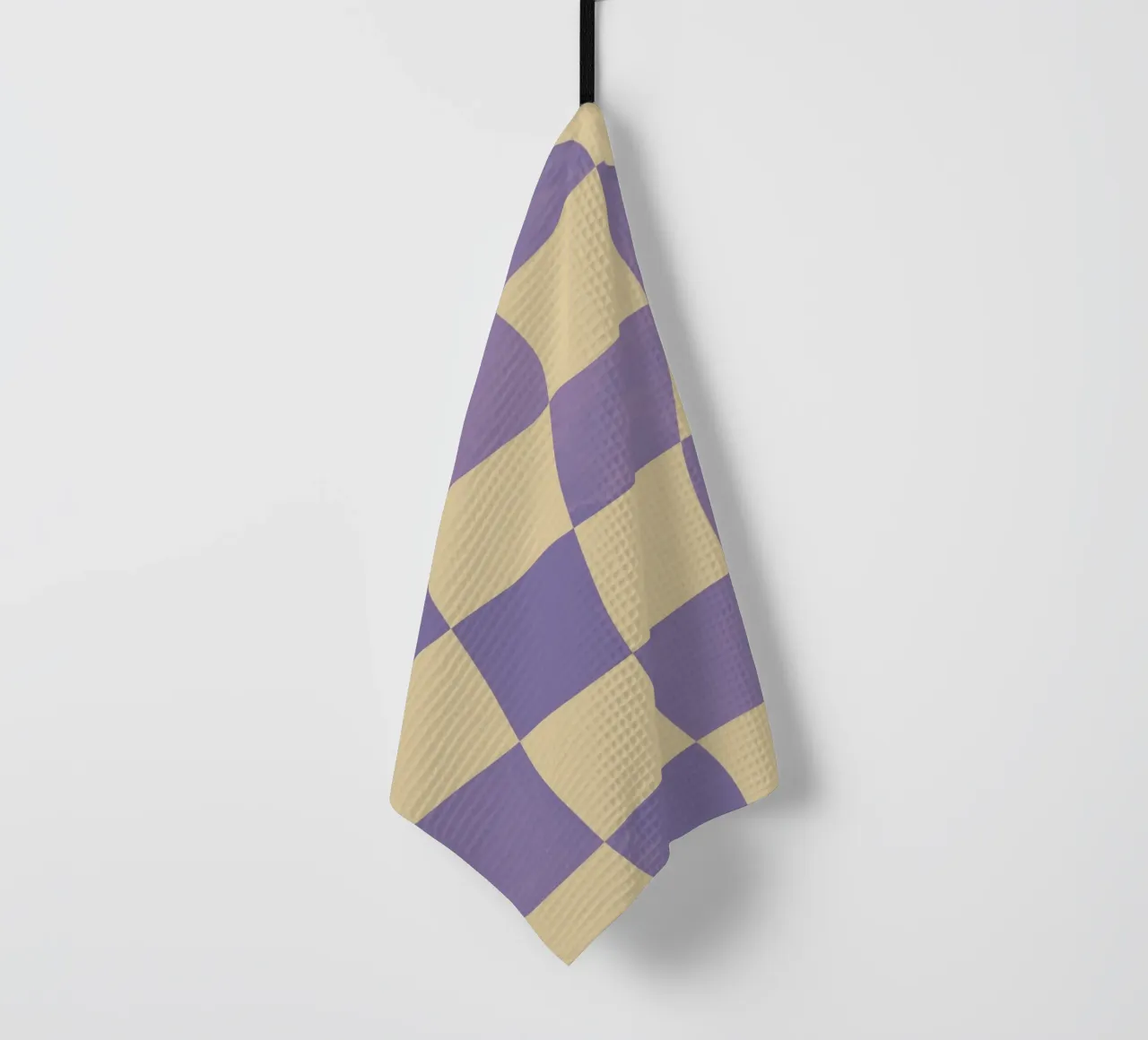 Damier violet et jaune. torchon de Sixmai