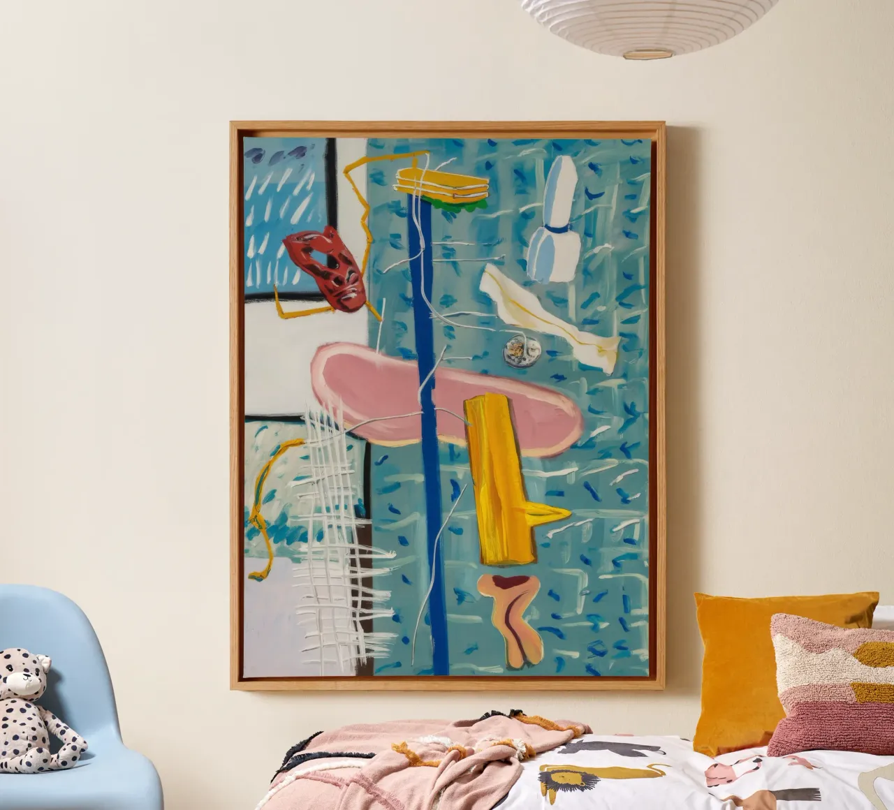 Bleu Jaune Symphonie toile avec Caisse américaine de Beach Palette