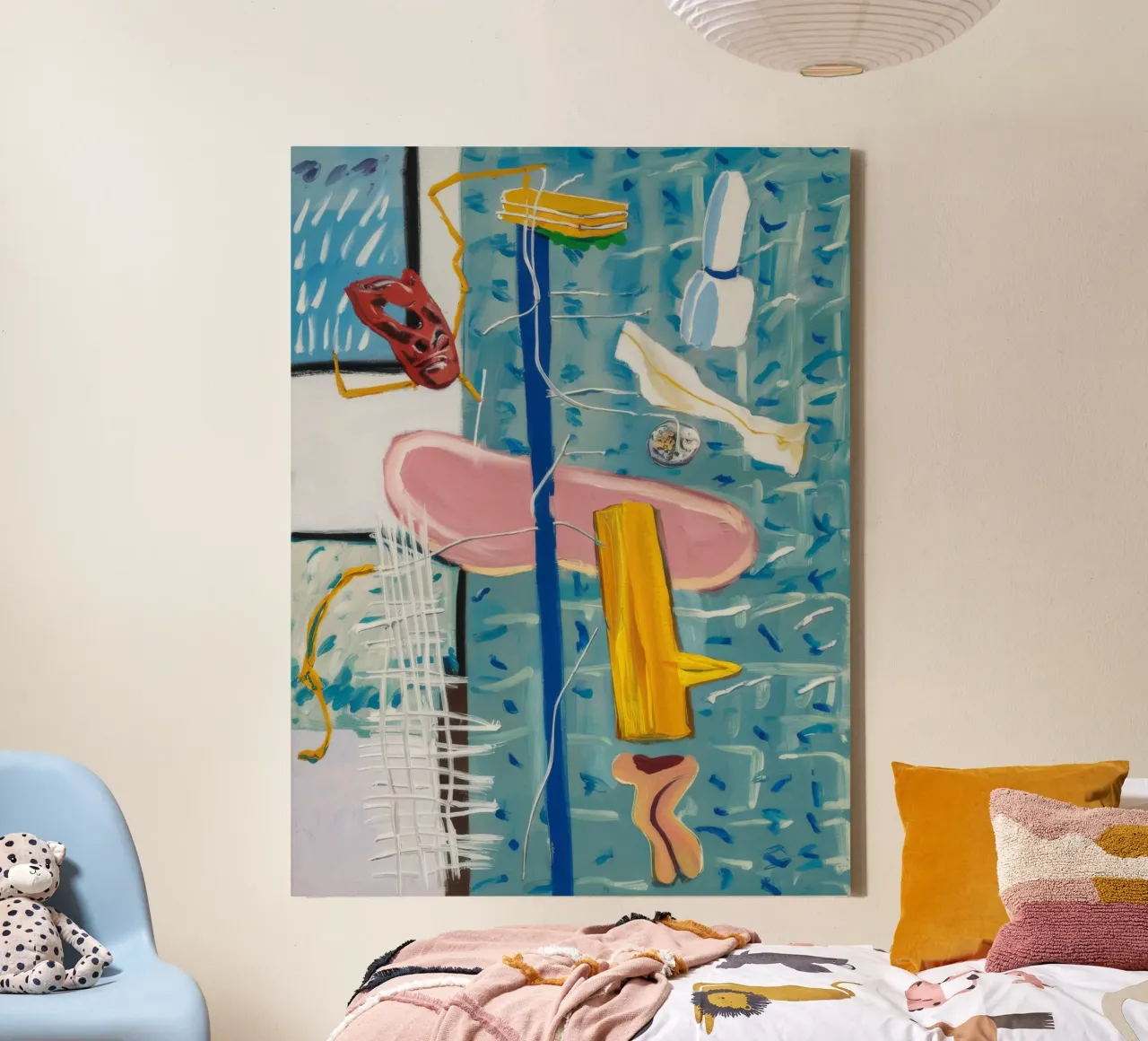 Bleu Jaune Symphonie toile avec Caisse américaine de Beach Palette