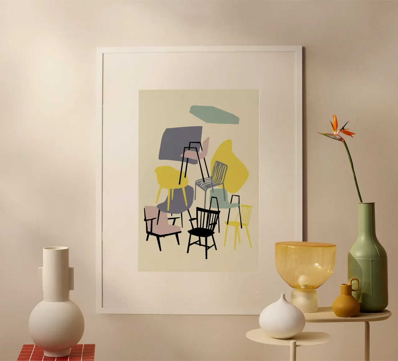 Take A Seat poster con telaio in alluminio da Helena Ravenne