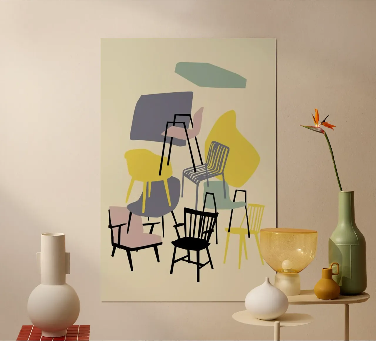 Take A Seat poster con telaio in alluminio da Helena Ravenne