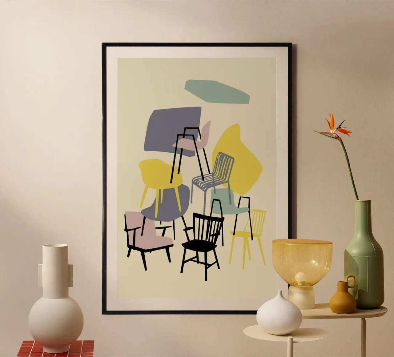 Take A Seat poster con telaio in alluminio da Helena Ravenne