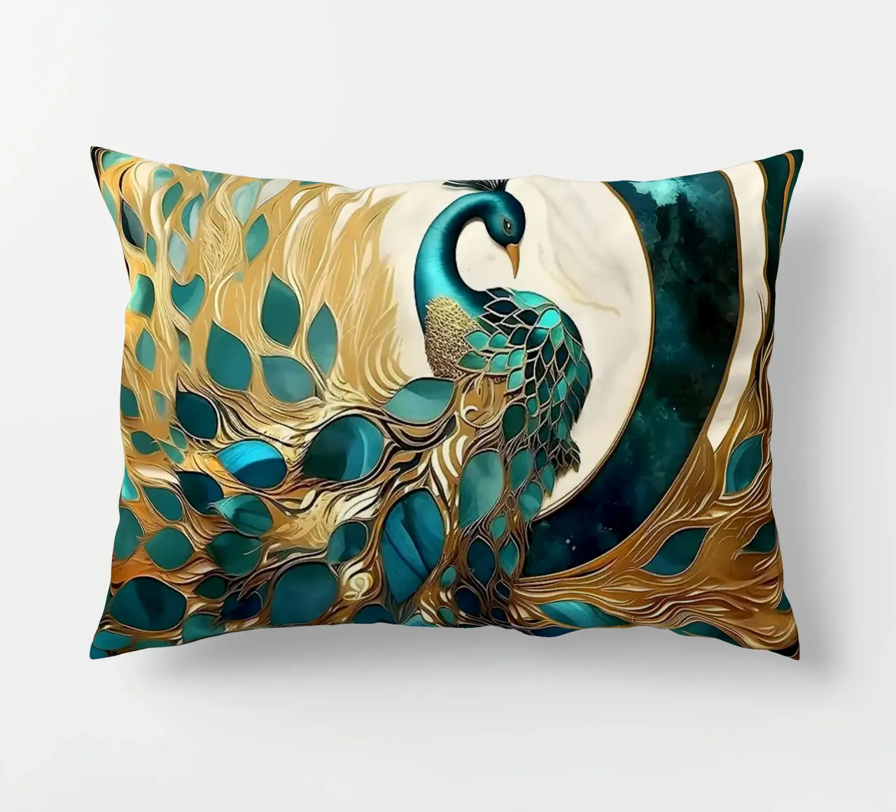 Pavone astratto Kintsugi cuscino da Margaret Marie Ostrout