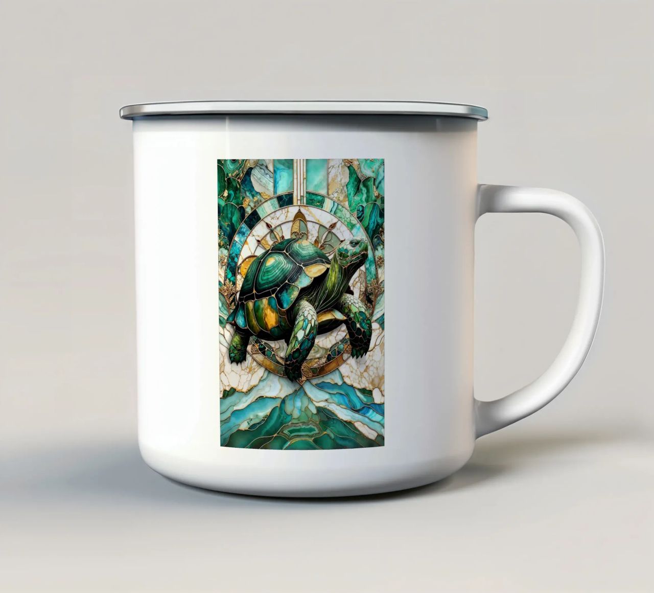 Tartaruga eterna Kintsugi tazza in smalto da Margaret Marie Ostrout