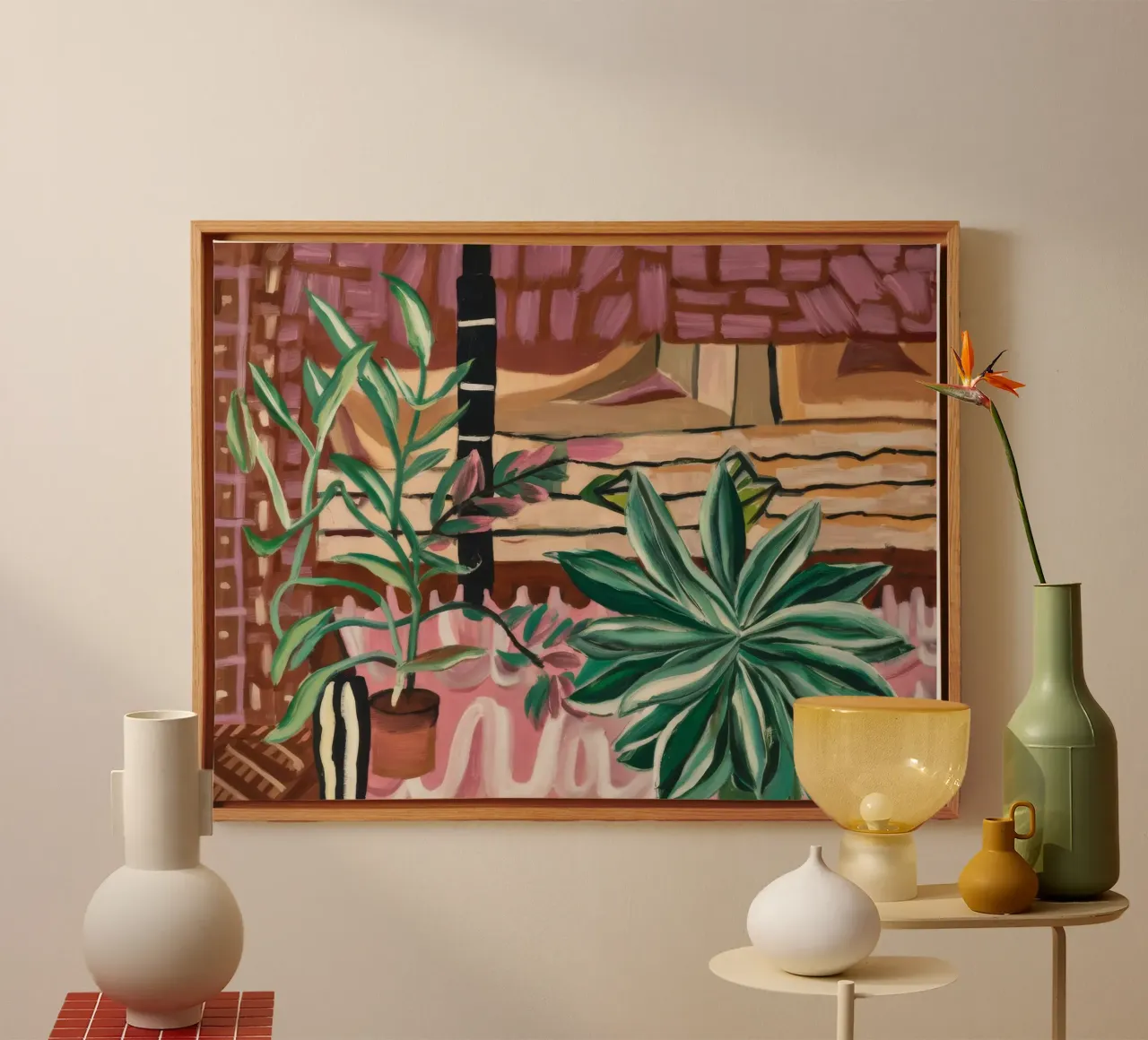 Geometrische oase canvas met Baklijst van Beach Palette