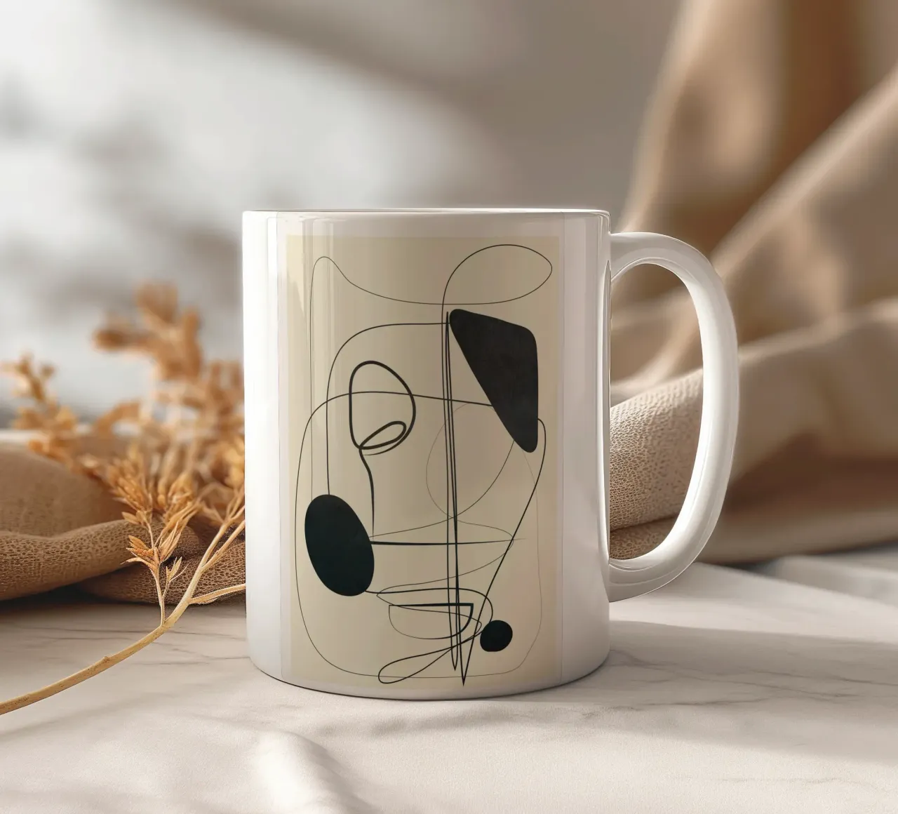Abstract Line Art VI Keramik Tasse von Nadjaa