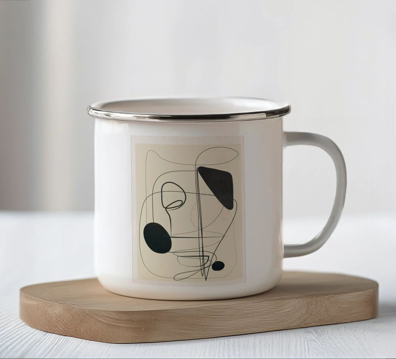 Abstract Line Art VI enamel mug by Nadjaa