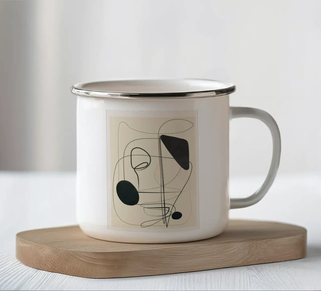 Abstract Line Art VI taza de esmalte de Nadjaa