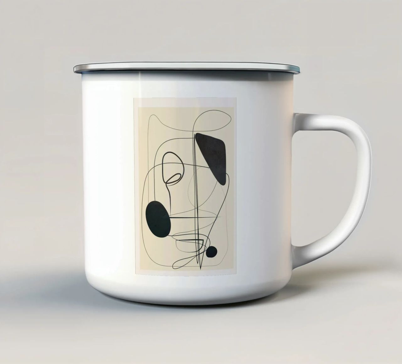Abstract Line Art VI enamel mug by Nadjaa