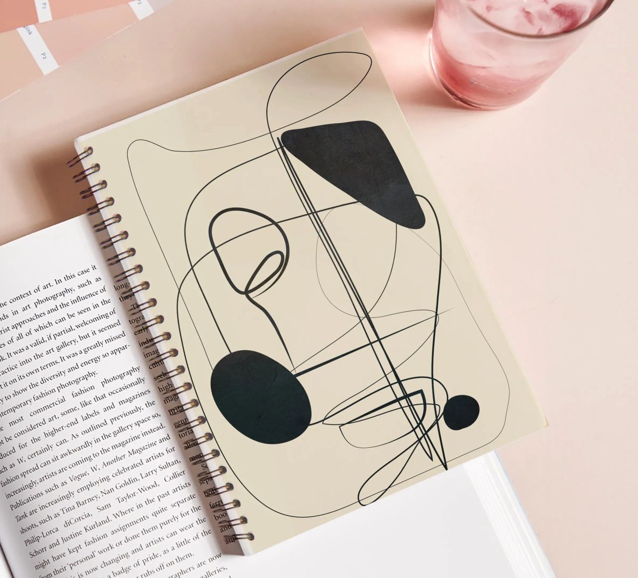 Abstract Line Art VI spiral notebook by Nadjaa