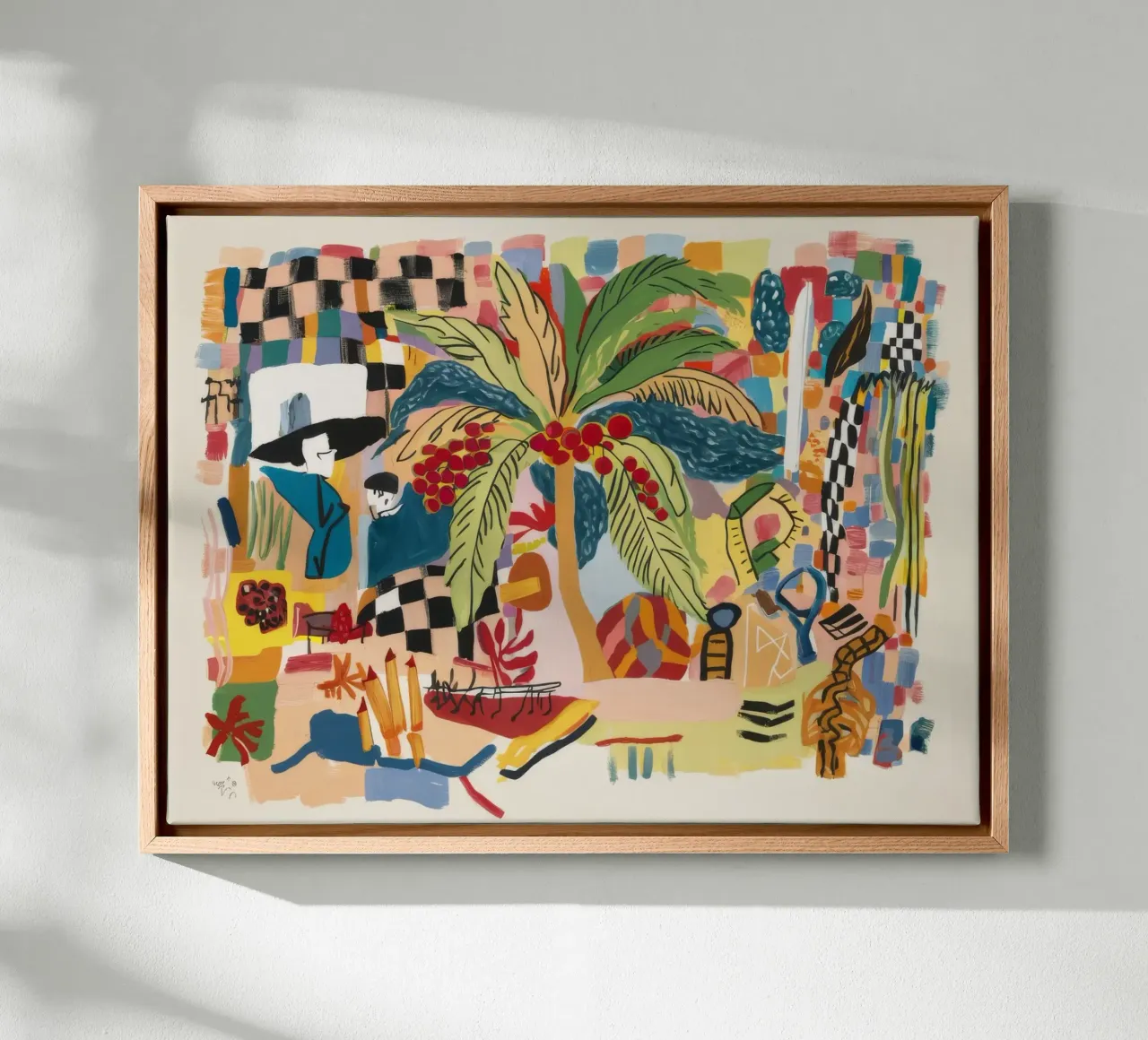 Bloemrijke abstractie canvas met Baklijst van Beach Palette