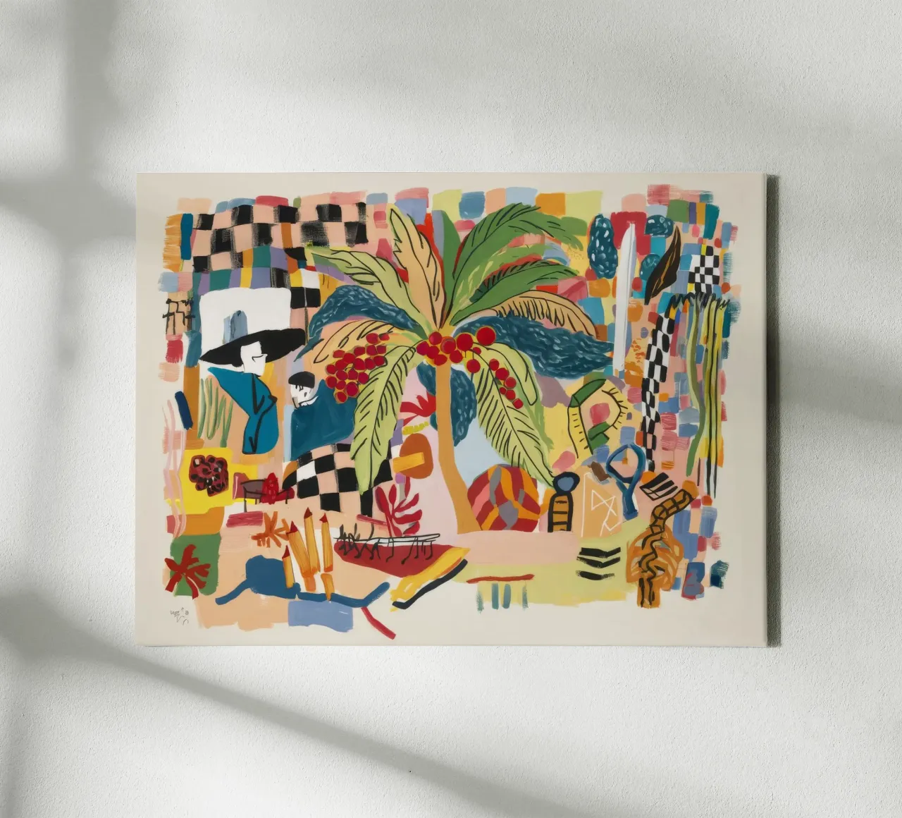 Bloemrijke abstractie canvas met Baklijst van Beach Palette