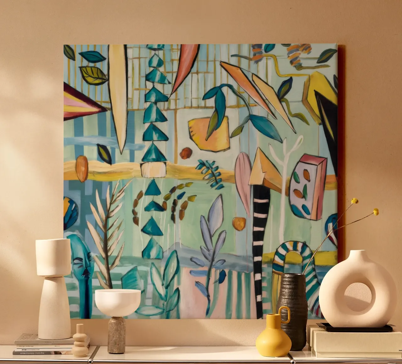 Tropische Symfonie canvas met Baklijst van Beach Palette