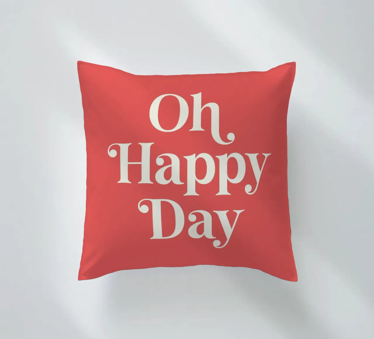 Oh Happy Day Quote (Red Tone) cuscino da Paigaam Studio