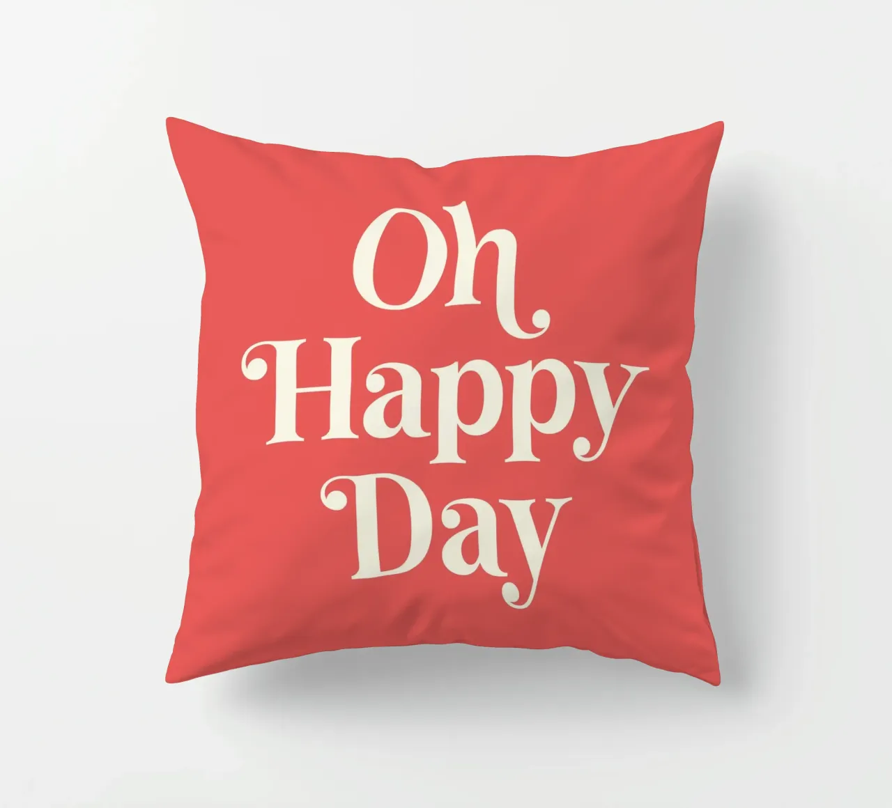Oh Happy Day Quote (Red Tone) cuscino da Paigaam Studio
