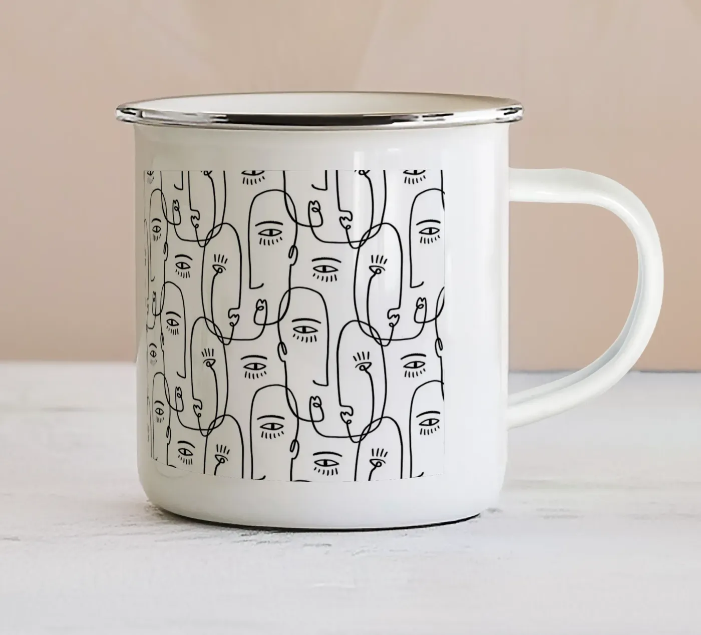 Face Pattern enamel mug by treechild