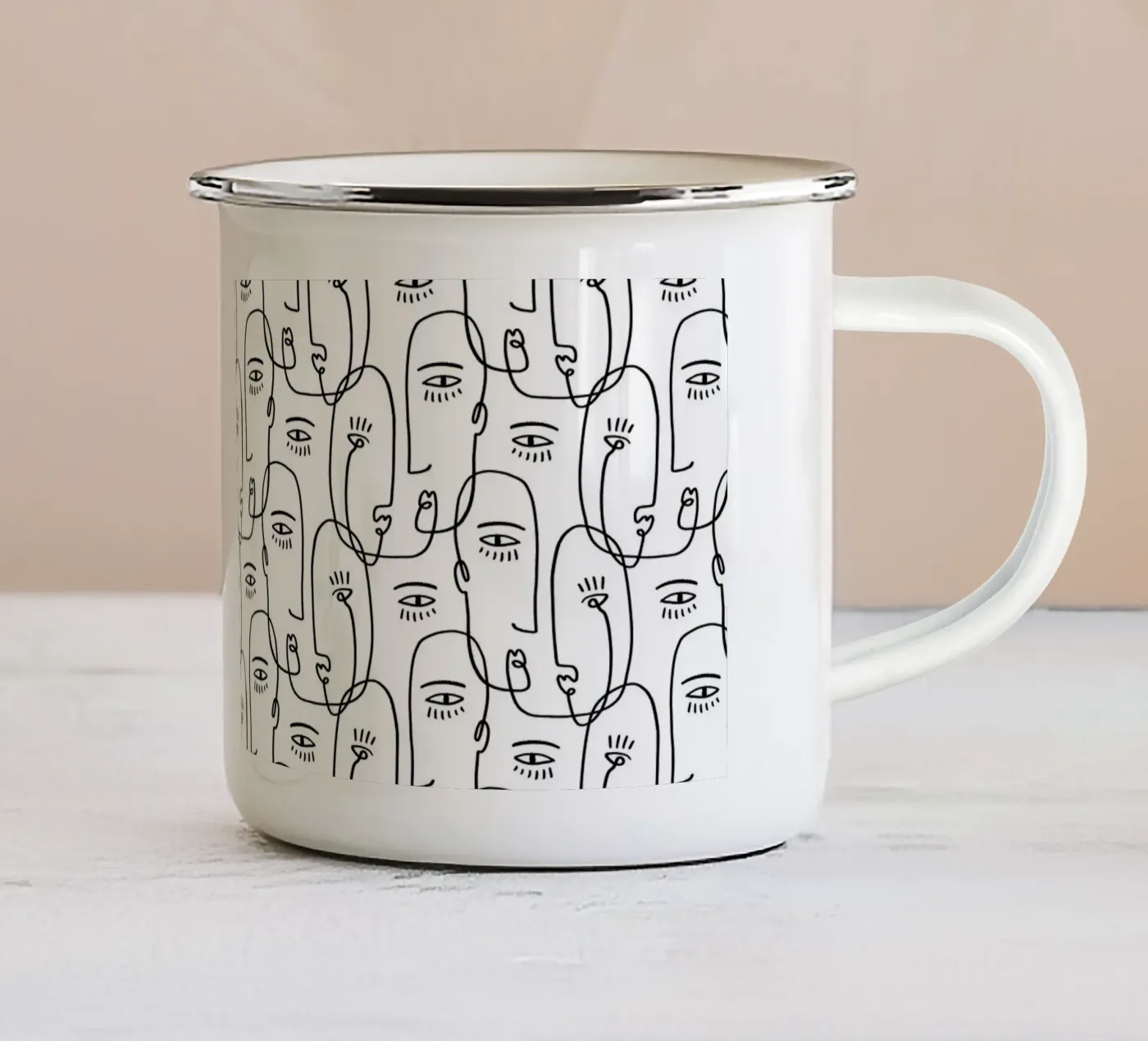 Face Pattern emaille mok van treechild