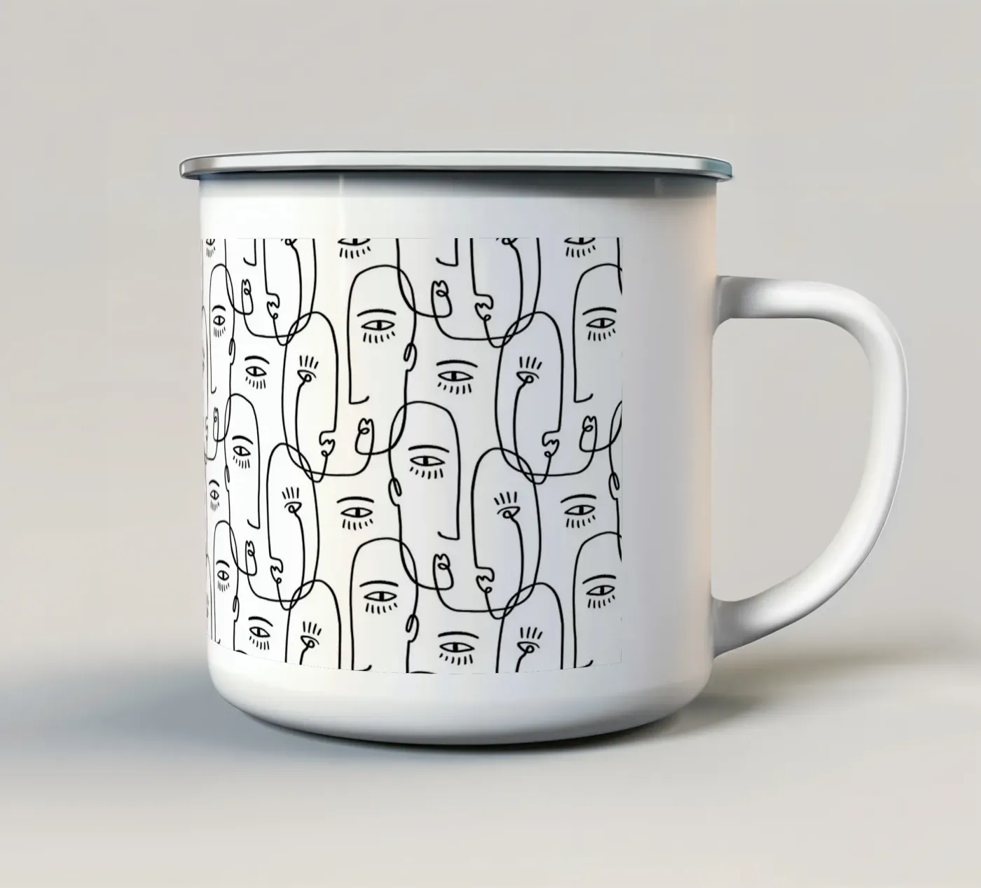 Face Pattern enamel mug by treechild