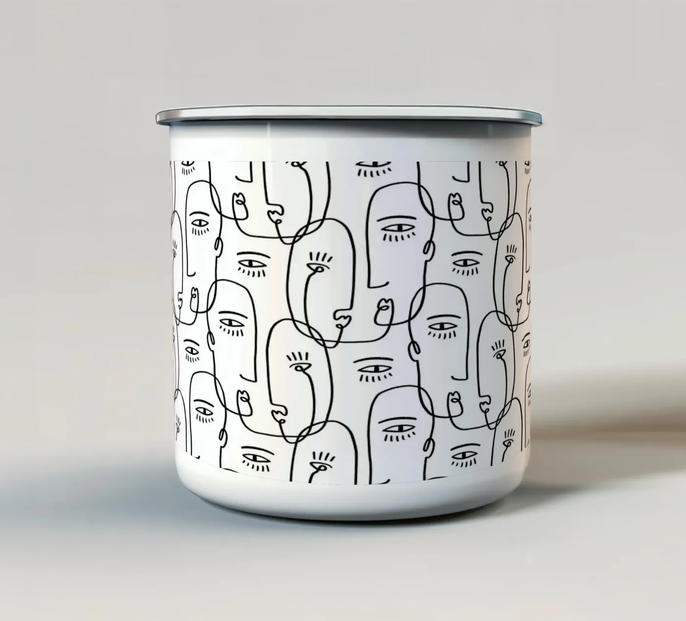 Face Pattern enamel mug by treechild