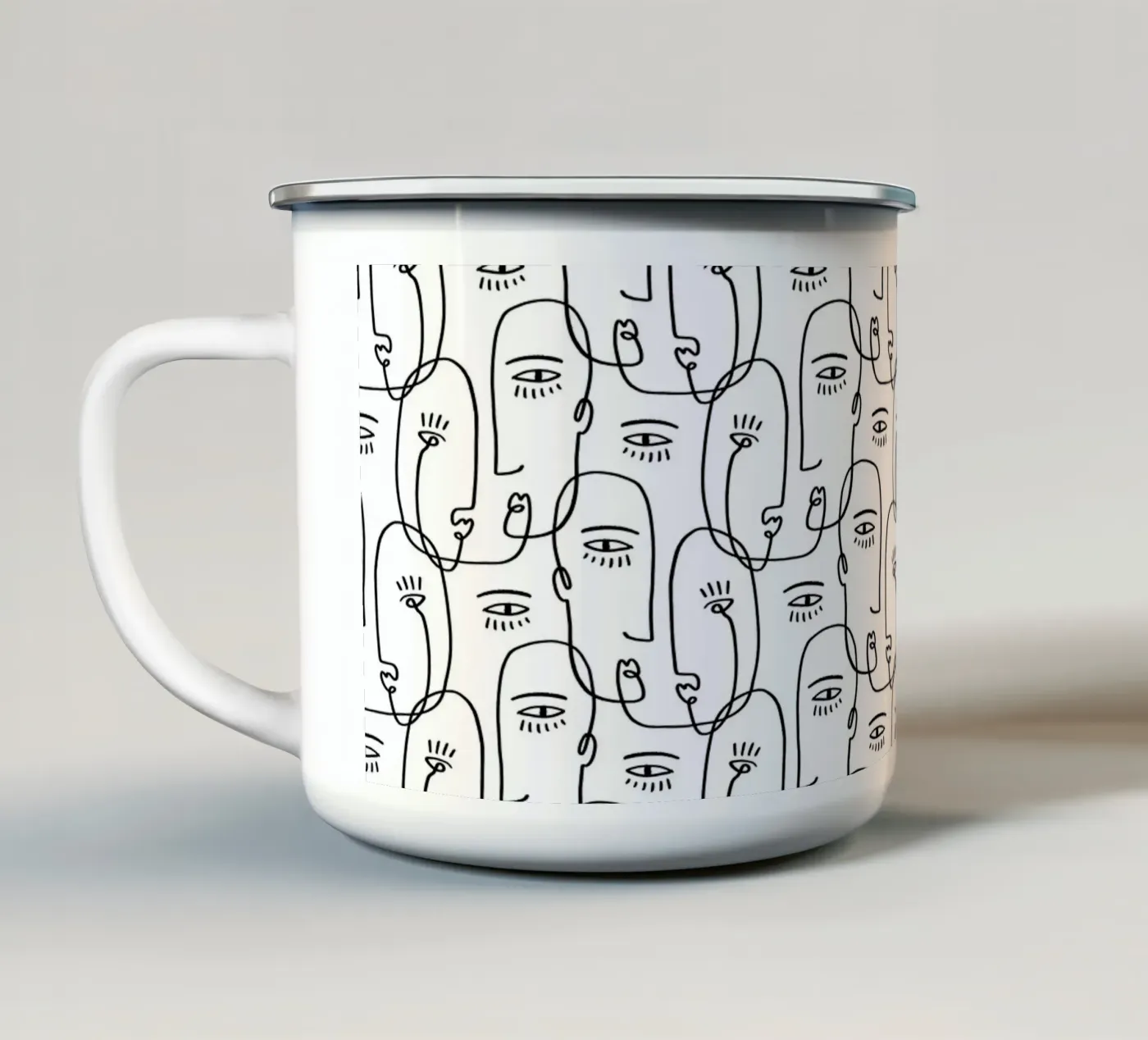 Face Pattern enamel mug by treechild