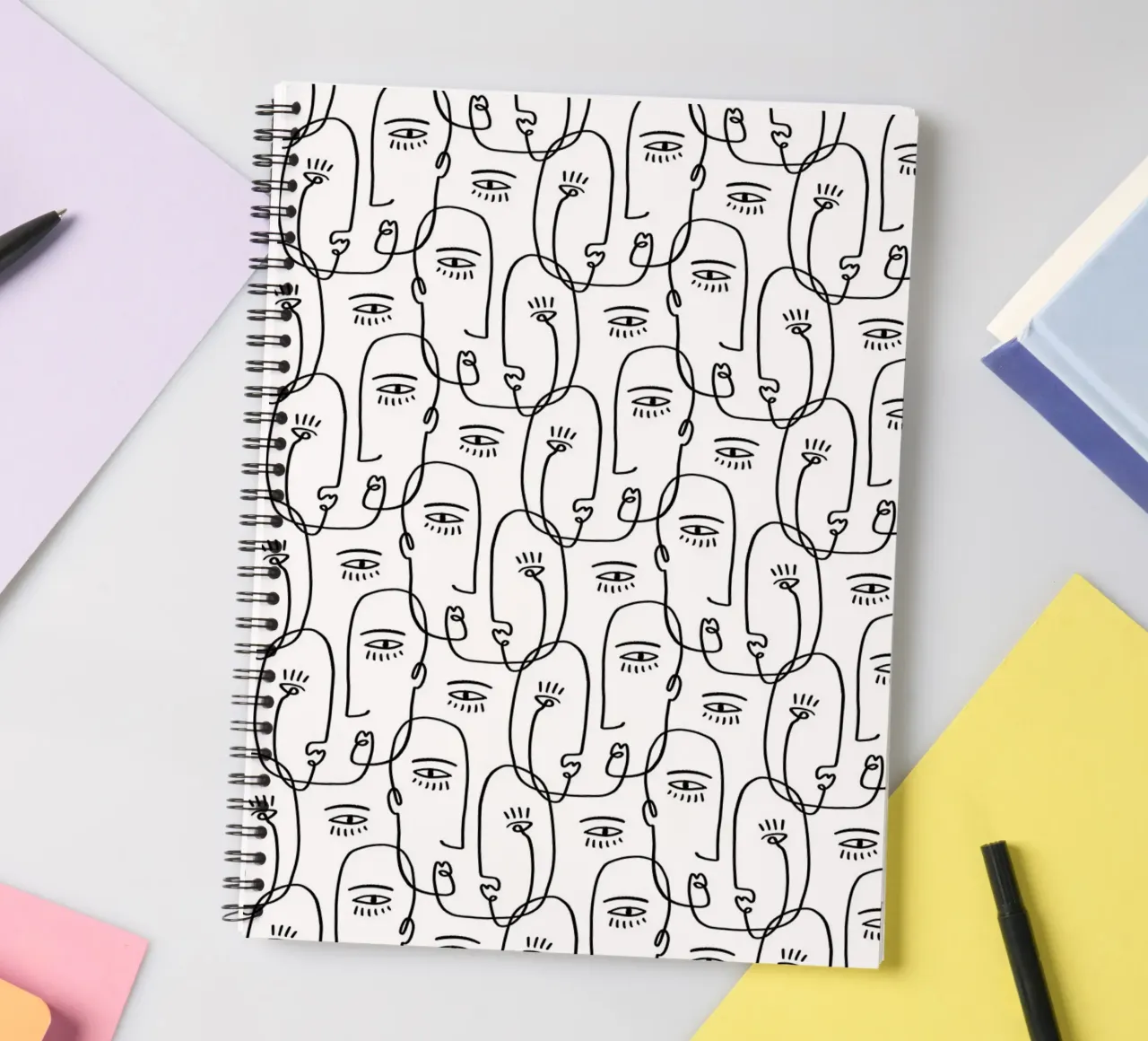 Face Pattern spiral notebook by treechild