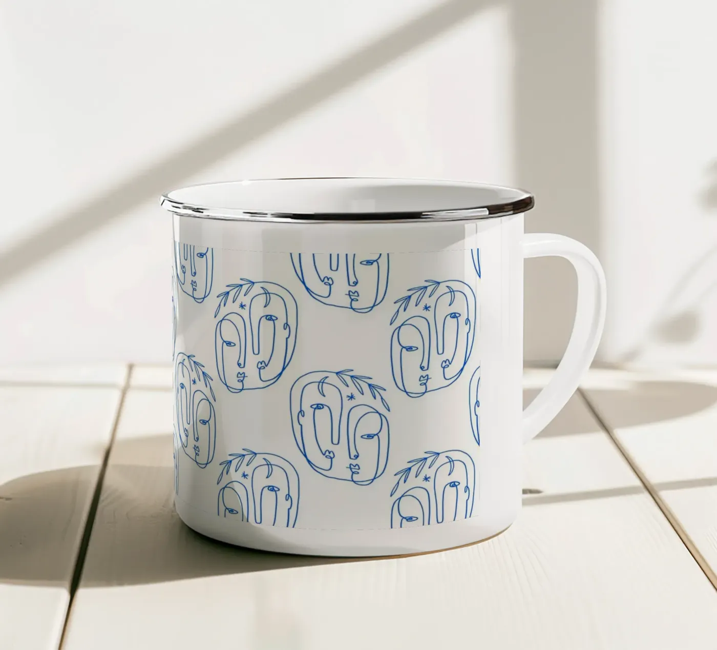Faces Pattern enamel mug by treechild