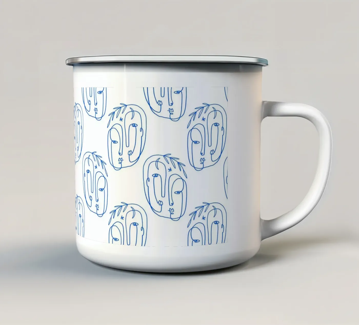 Faces Pattern enamel mug by treechild