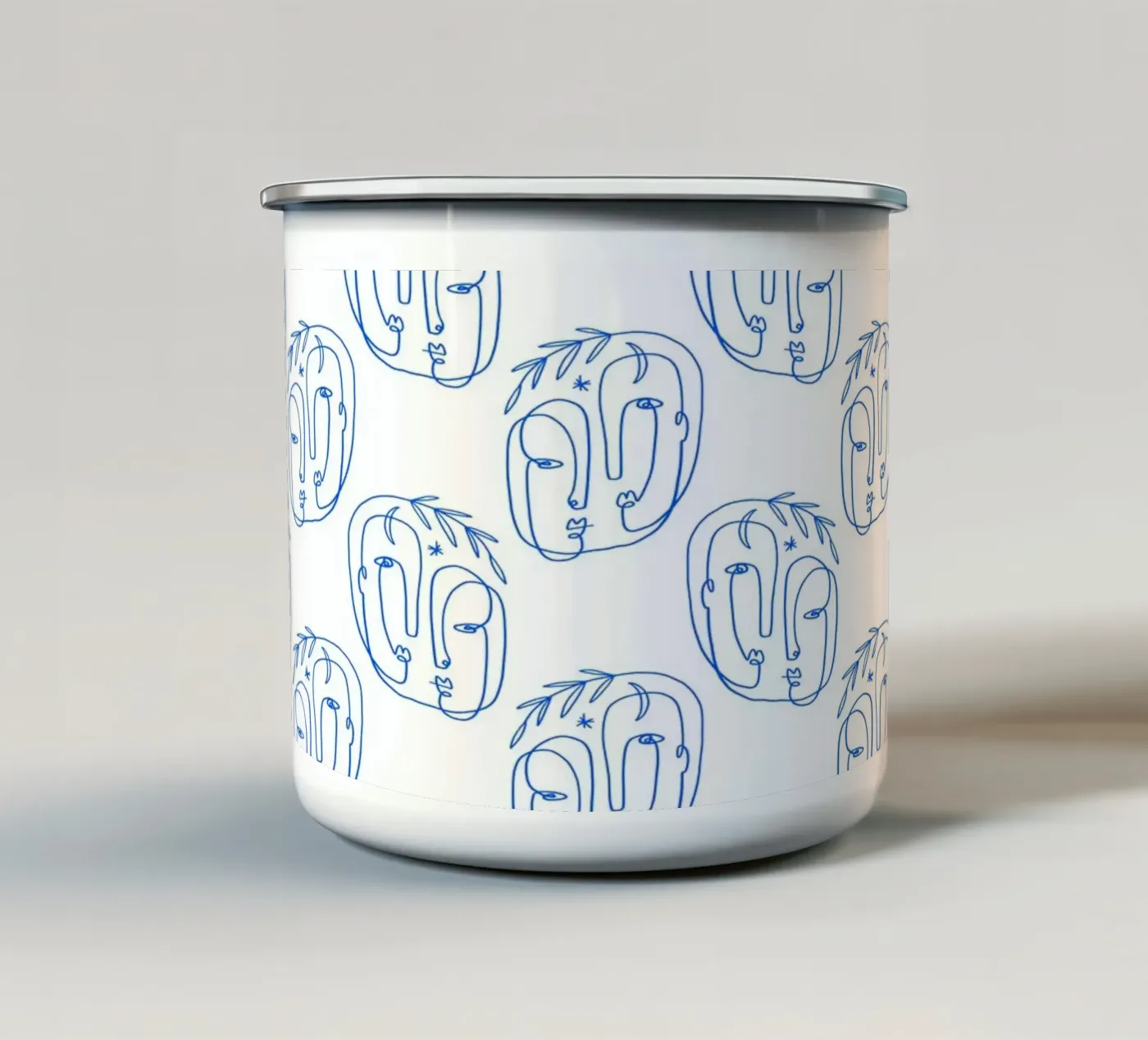 Faces Pattern enamel mug by treechild