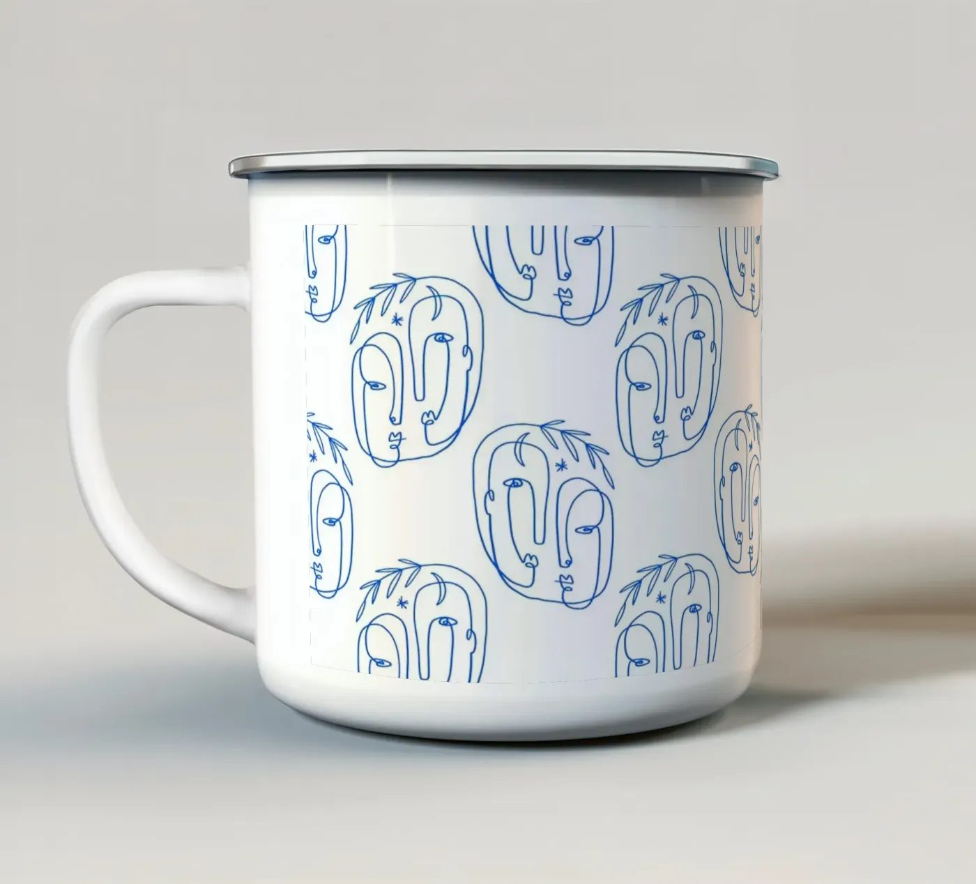Faces Pattern enamel mug by treechild